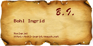 Bohl Ingrid névjegykártya
